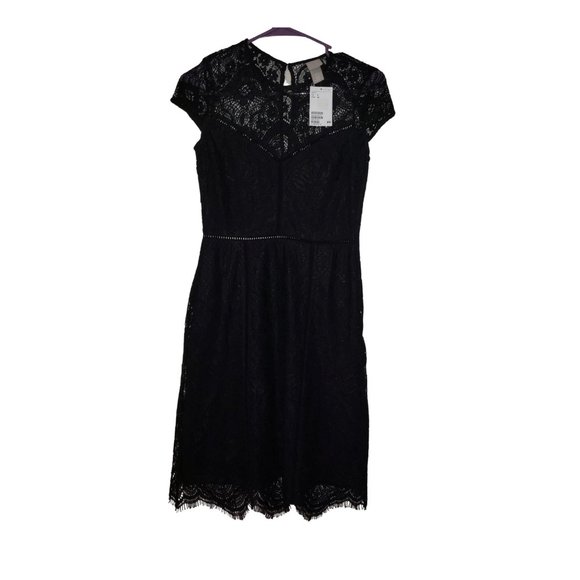 NEW H&M Black Lace Party Cocktail MINI Dress SZ 0 - Picture 2 of 13